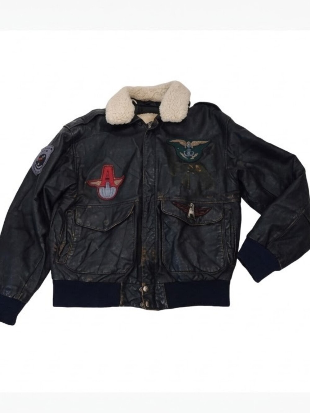 Alamo Men's BLK Leather Motorcycle Jacket Size Small